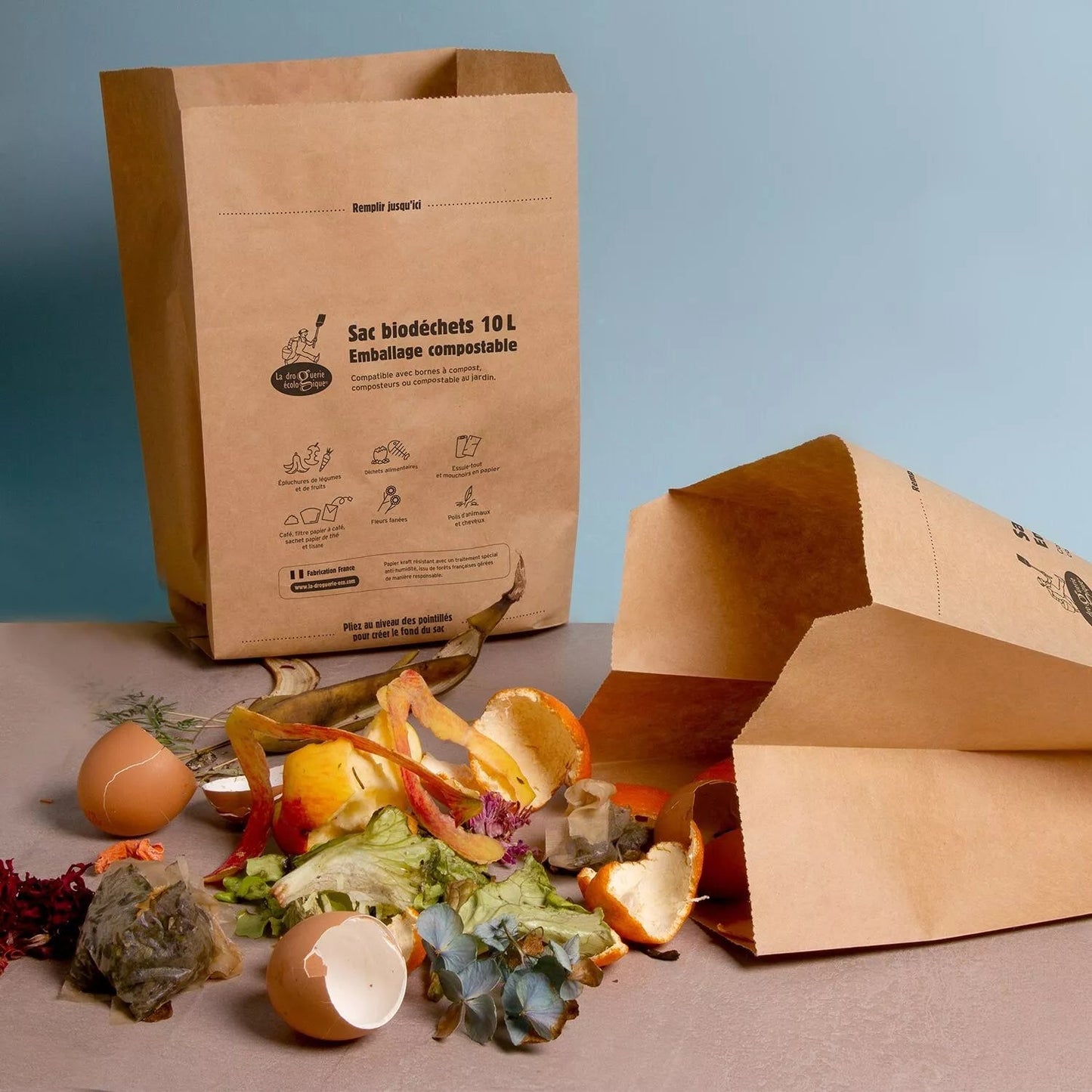 Lot de 15 sacs kraft pour biodéchets - 10L - Simplethings