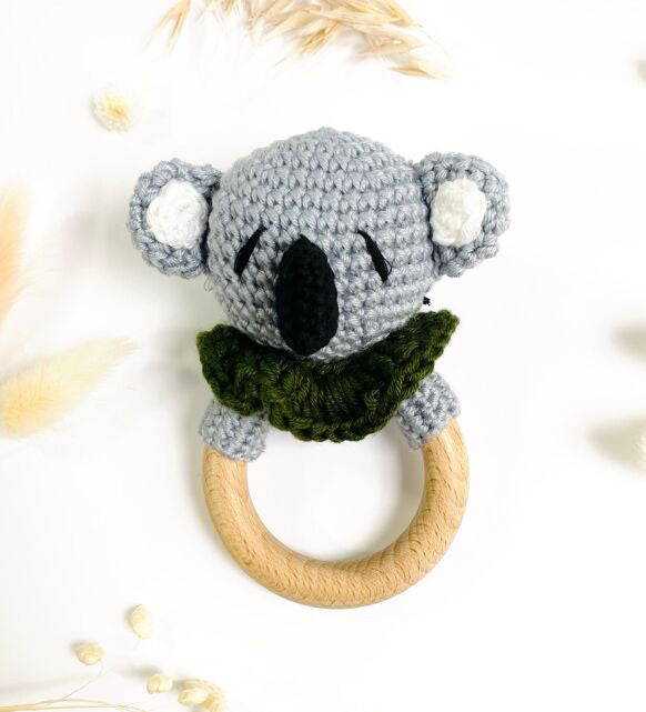 Hochet en Bois Naturel pour Bébé - Koala